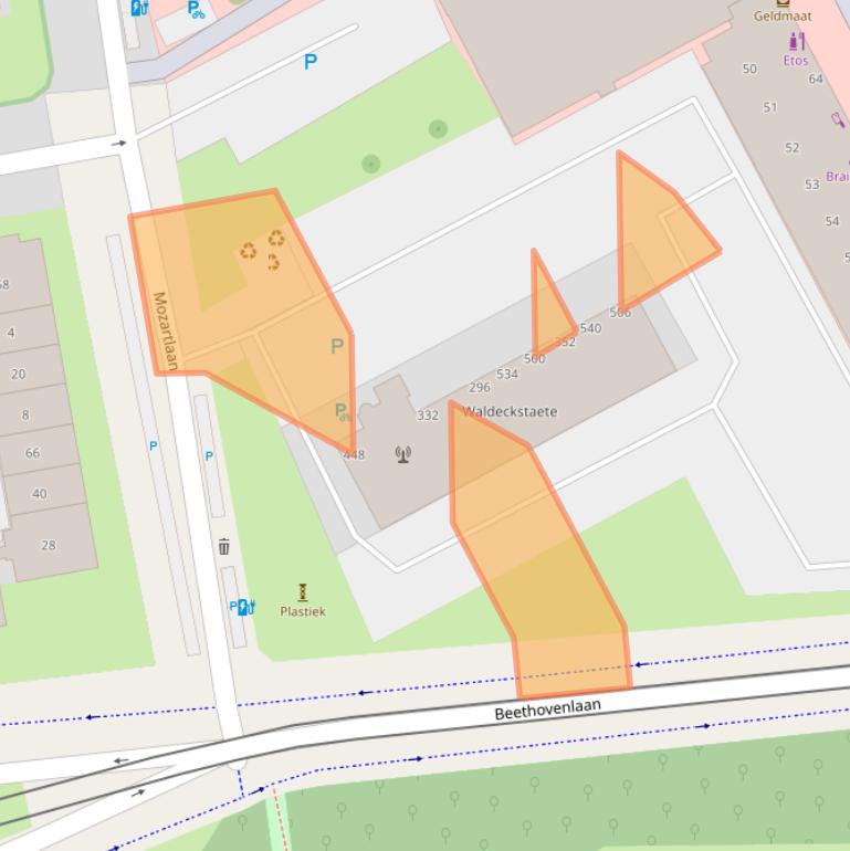 Kaart van postcodegebied 2555KS.