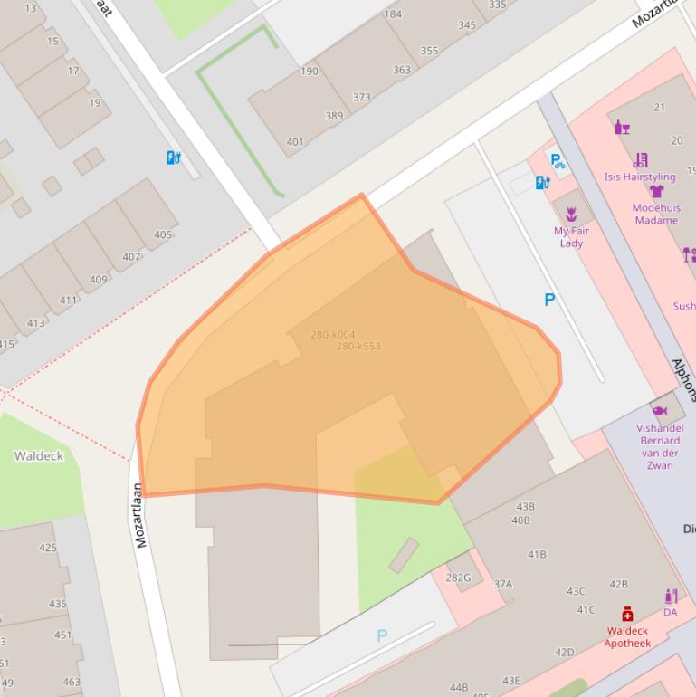 Kaart van postcodegebied 2555KZ.