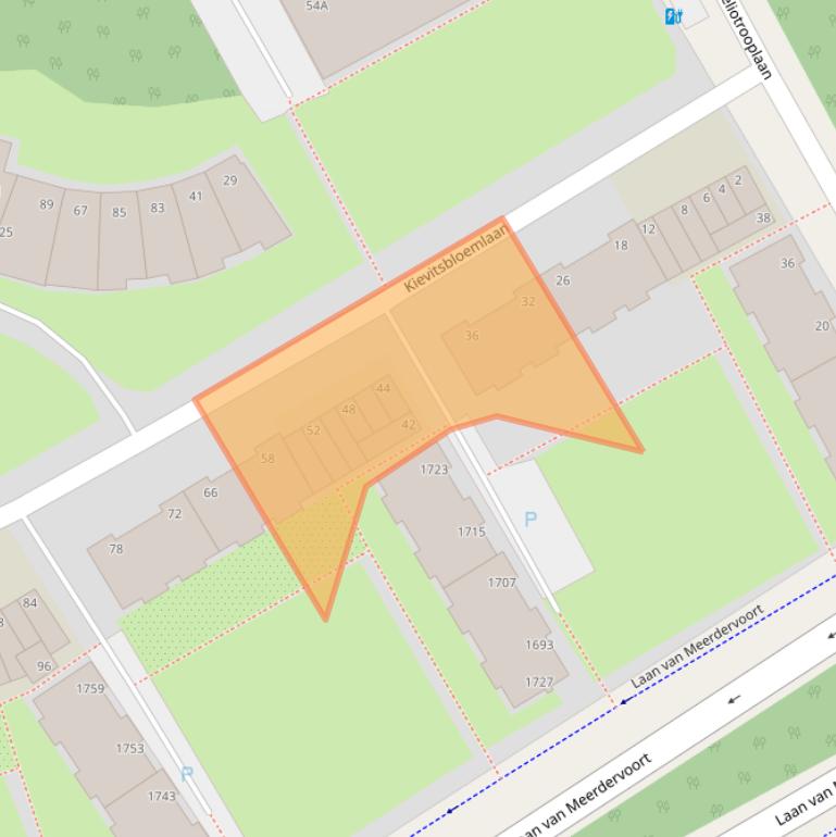 Kaart van postcodegebied 2555LB.