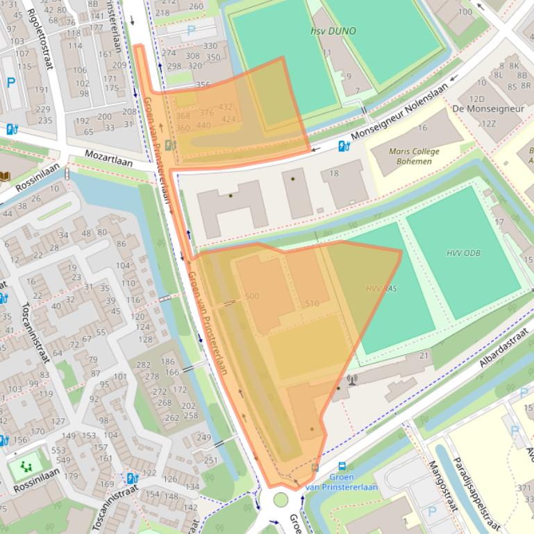 Kaart van postcodegebied 2555LZ.