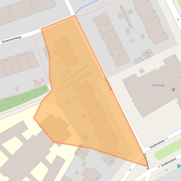 Kaart van postcodegebied 2555RL.