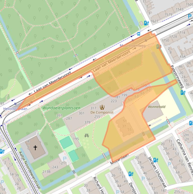 Kaart van postcodegebied 2555SG.