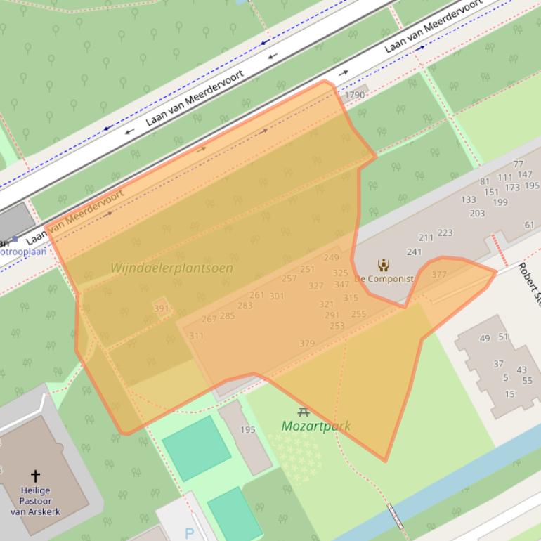 Kaart van postcodegebied 2555SJ.