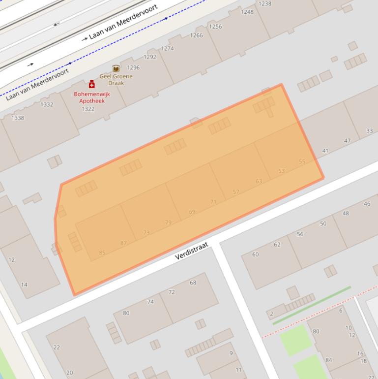 Kaart van postcodegebied 2555VC.