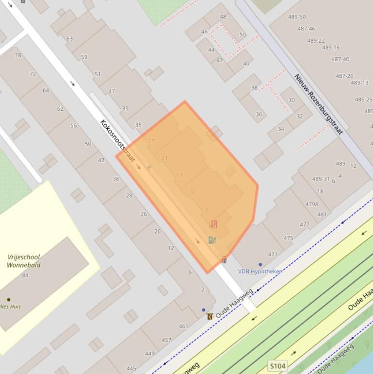 Kaart van postcodegebied 2555XA.