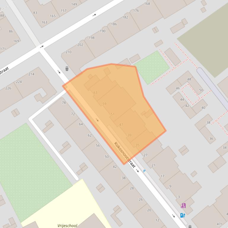 Kaart van postcodegebied 2555XB.