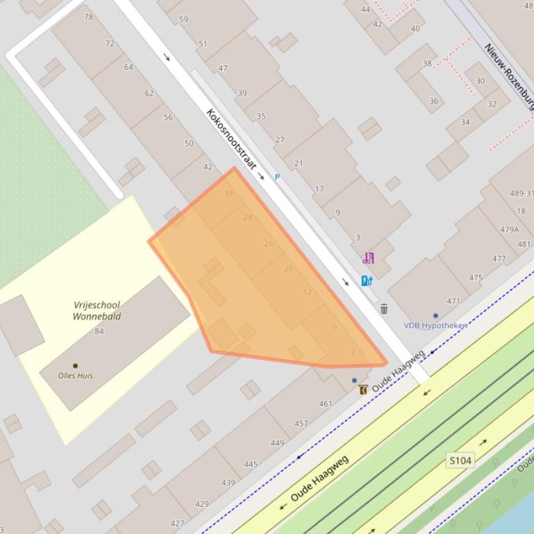 Kaart van postcodegebied 2555XD.