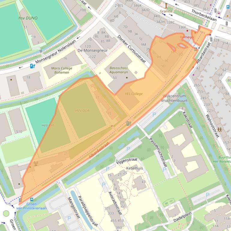 Kaart van postcodegebied 2555XP.