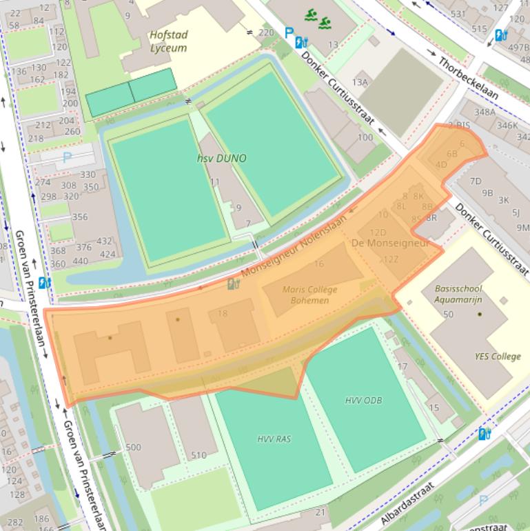Kaart van postcodegebied 2555XZ.