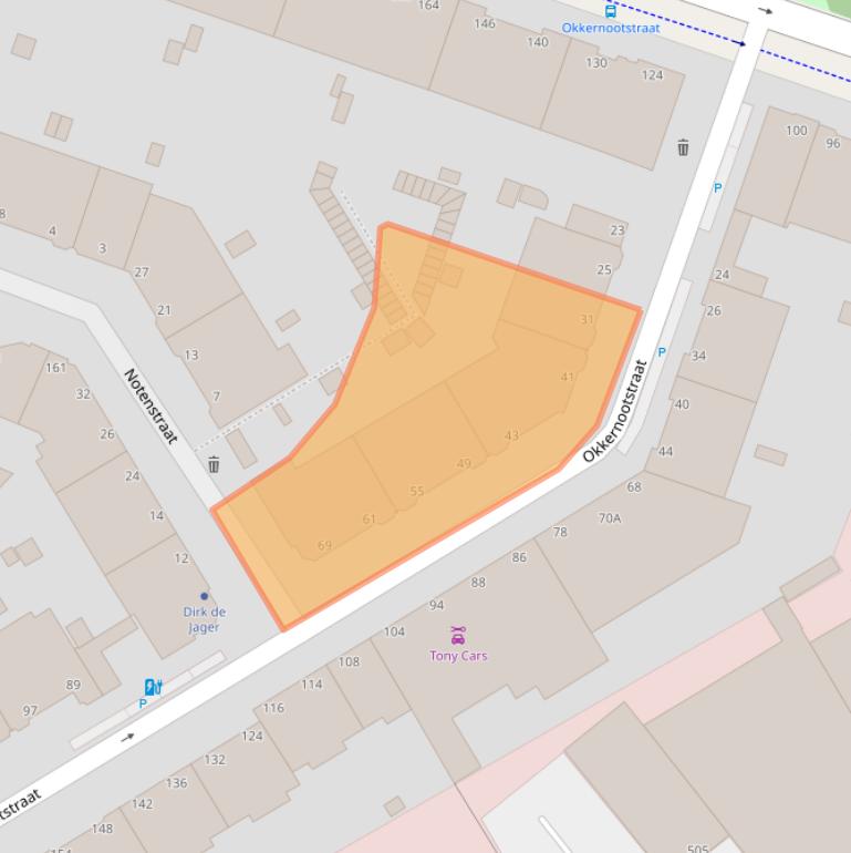 Kaart van postcodegebied 2555ZB.