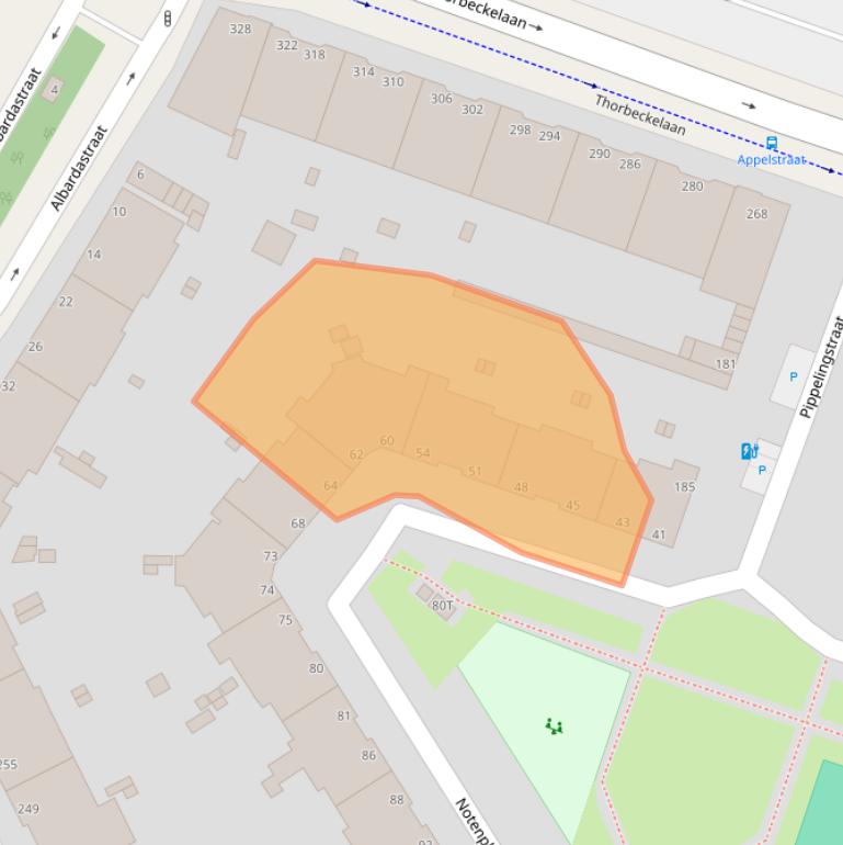 Kaart van postcodegebied 2555ZT.