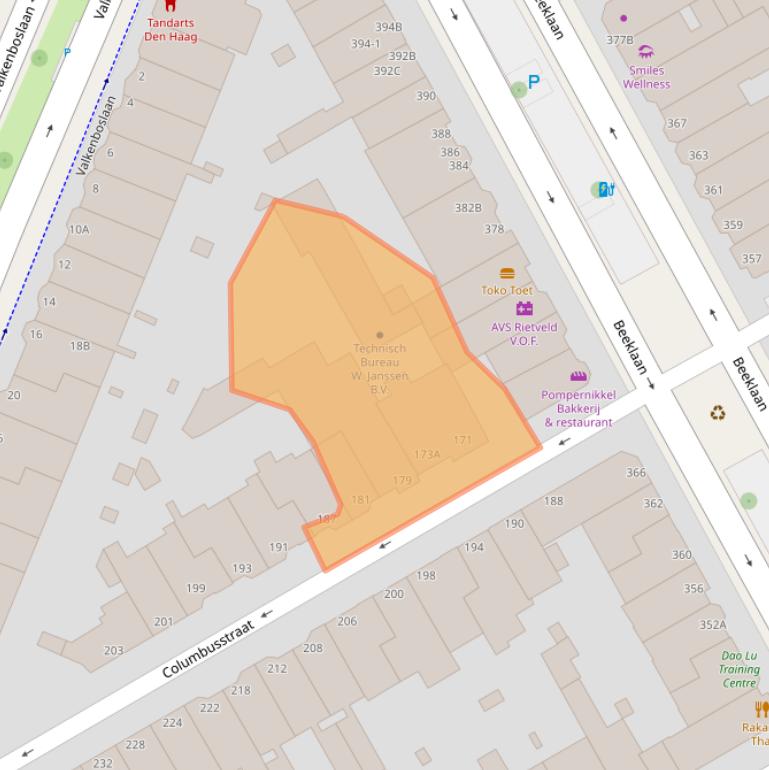 Kaart van postcodegebied 2561AG.