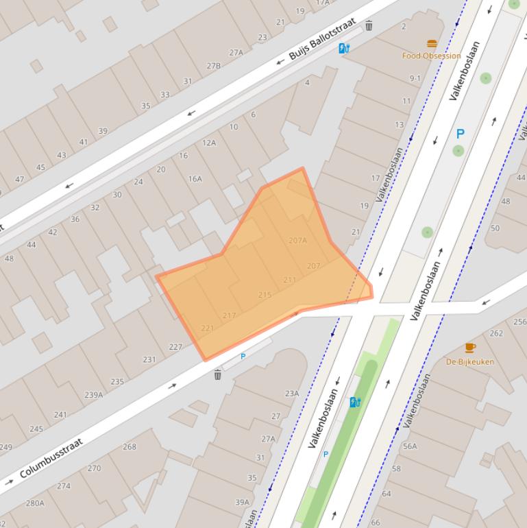 Kaart van postcodegebied 2561AJ.