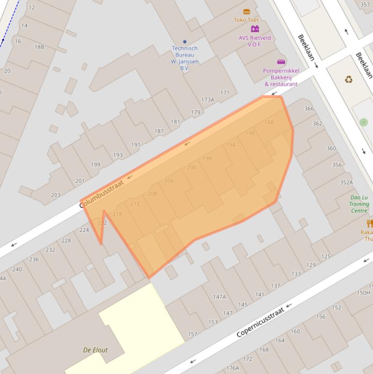 Kaart van postcodegebied 2561AV.