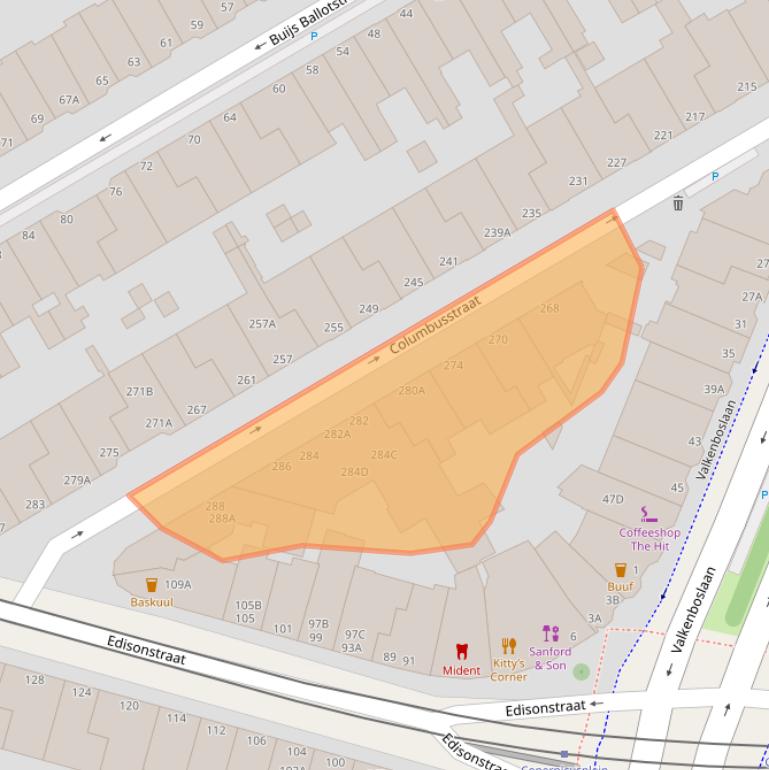 Kaart van postcodegebied 2561AX.