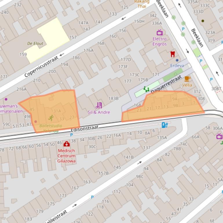 Kaart van postcodegebied 2561BA.