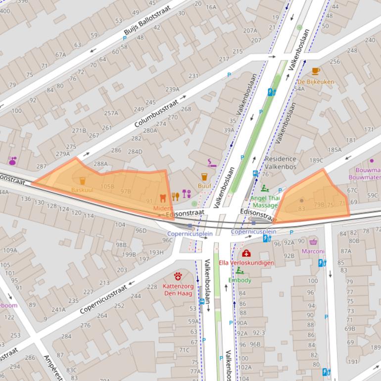 Kaart van postcodegebied 2561BC.