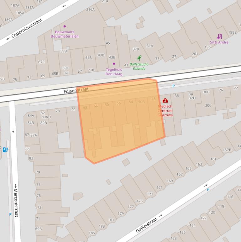 Kaart van postcodegebied 2561BG.