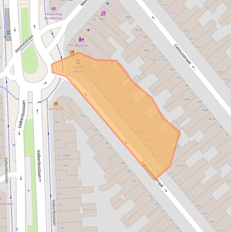 Kaart van postcodegebied 2561DV.