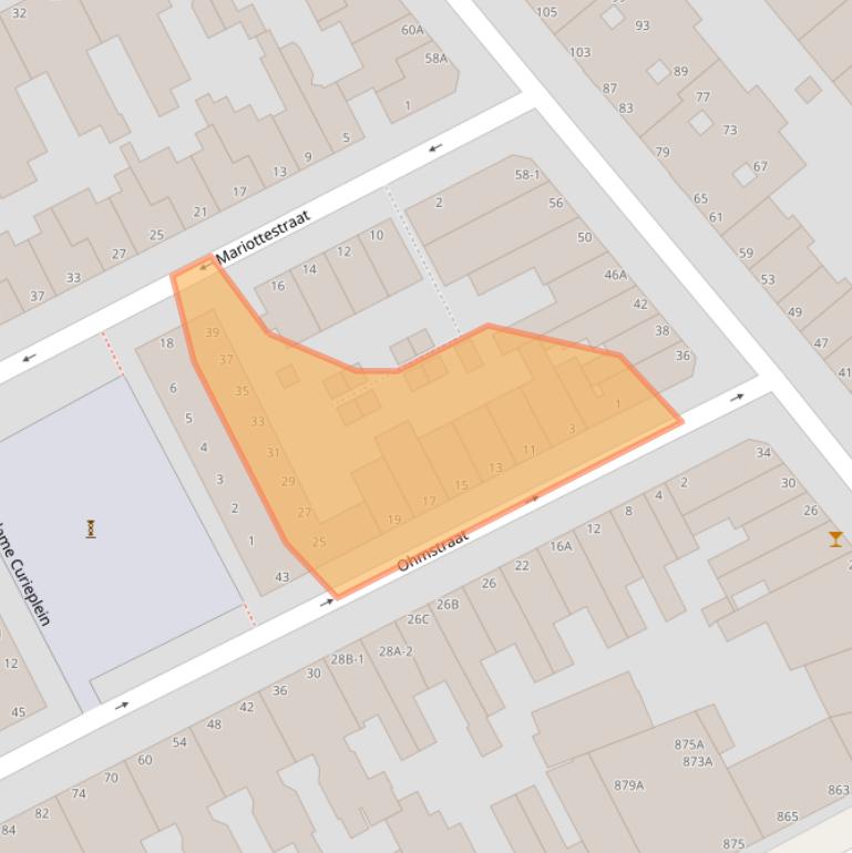 Kaart van postcodegebied 2561RZ.