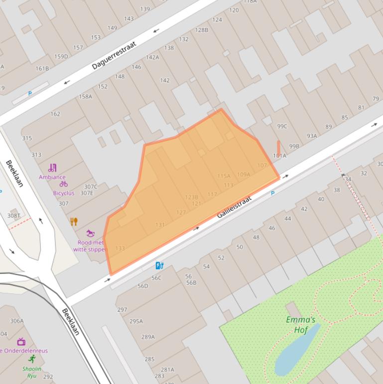 Kaart van postcodegebied 2561TB.