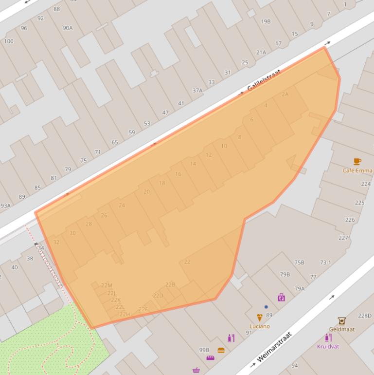 Kaart van postcodegebied 2561TE.