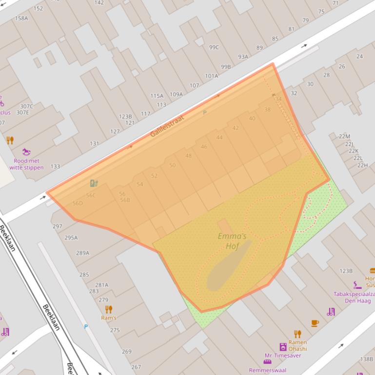 Kaart van postcodegebied 2561TG.