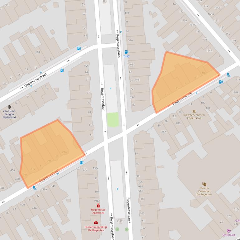 Kaart van postcodegebied 2561TM.