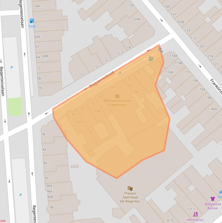 Kaart van postcodegebied 2561TT.