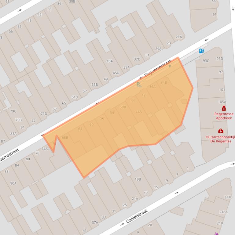 Kaart van postcodegebied 2561TV.