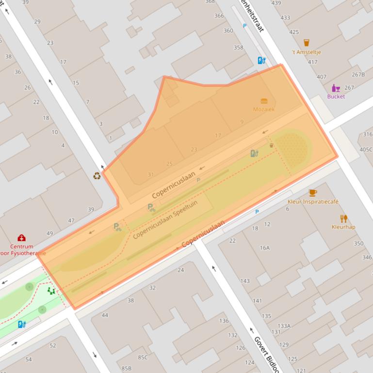 Kaart van postcodegebied 2561VA.