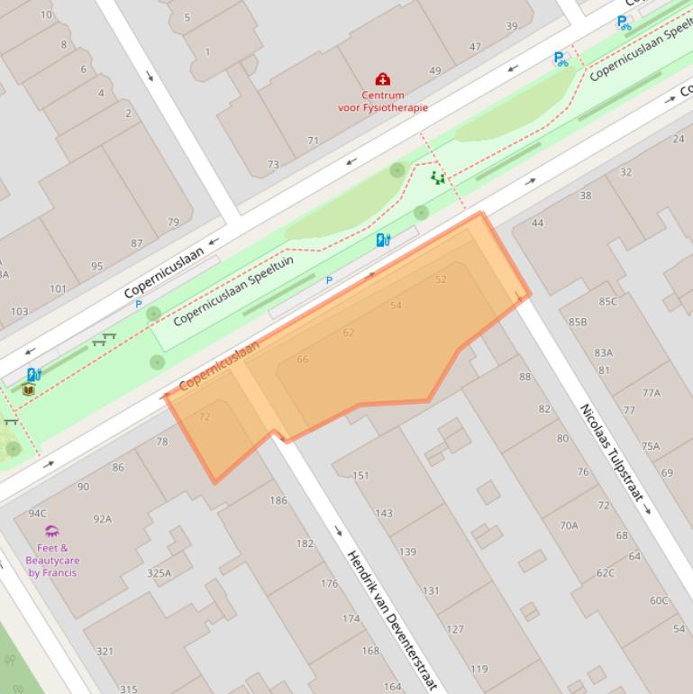 Kaart van postcodegebied 2561VJ.