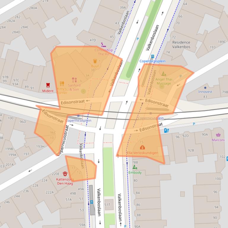 Kaart van postcodegebied 2561VN.