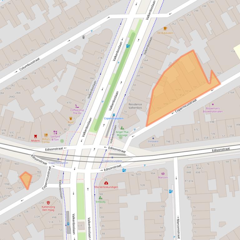 Kaart van postcodegebied 2561VV.