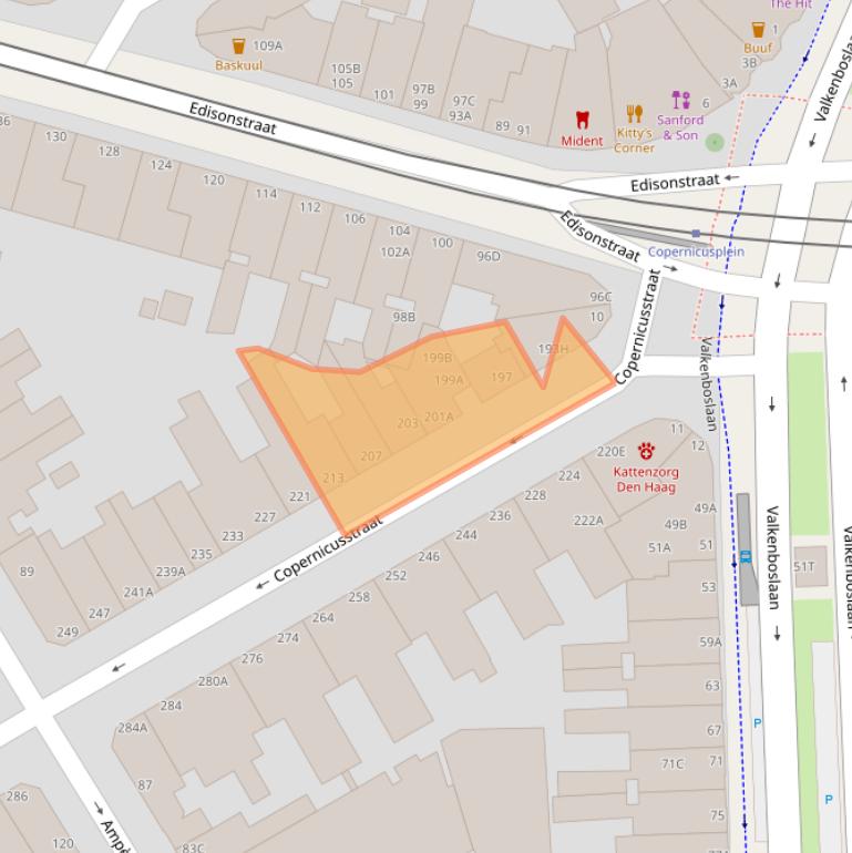 Kaart van postcodegebied 2561VW.