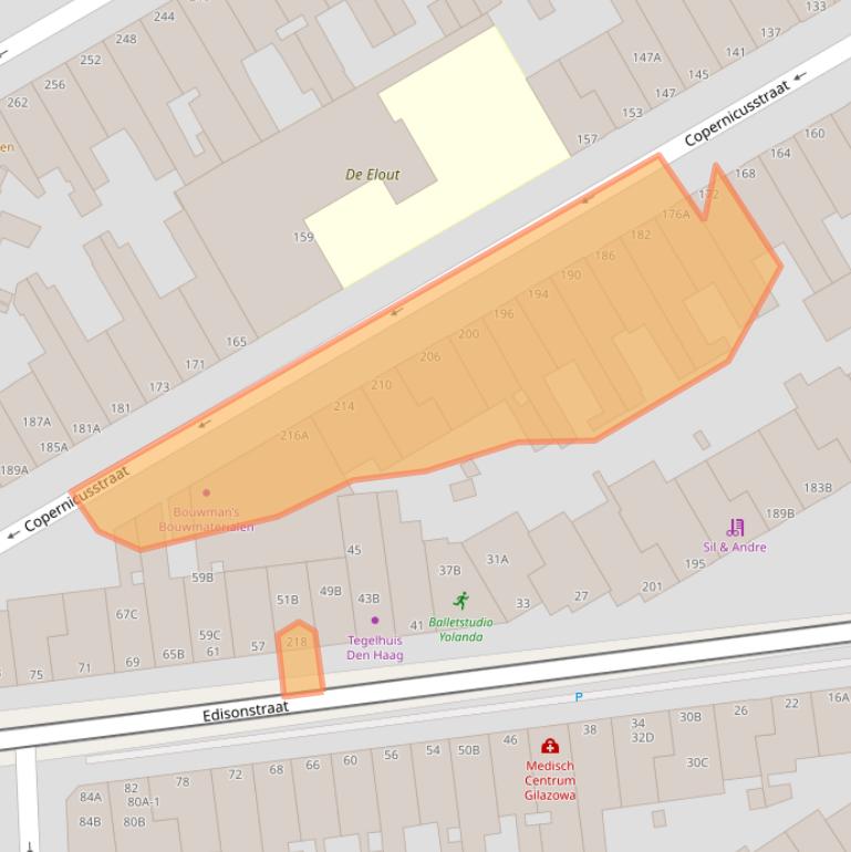 Kaart van postcodegebied 2561XE.
