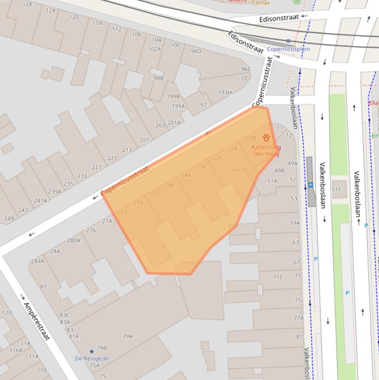 Kaart van postcodegebied 2561XG.