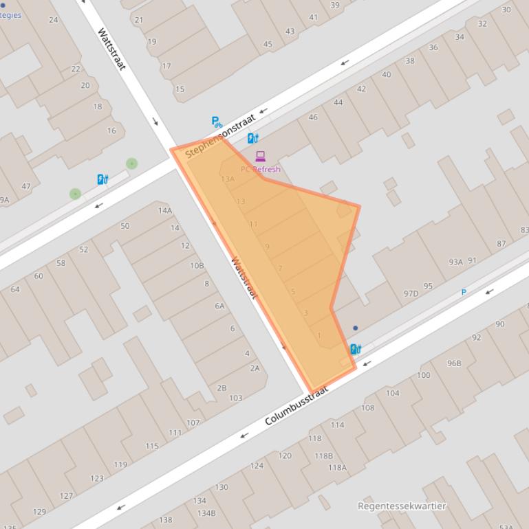 Kaart van postcodegebied 2561XK.