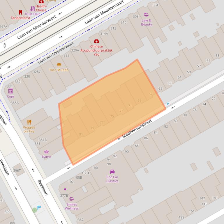 Kaart van postcodegebied 2561XT.