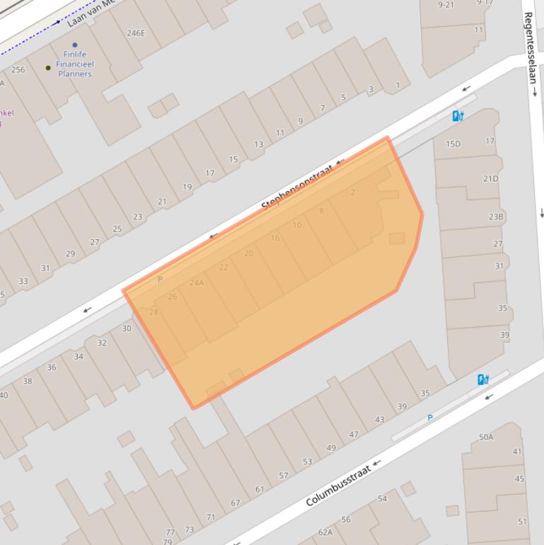 Kaart van postcodegebied 2561XV.