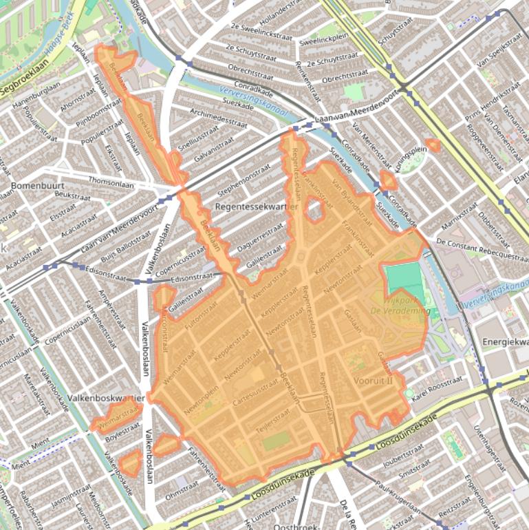 Kaart van postcodegebied 2562.