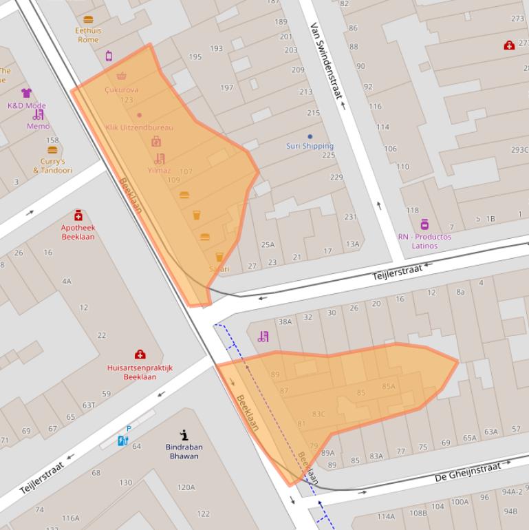 Kaart van postcodegebied 2562AC.