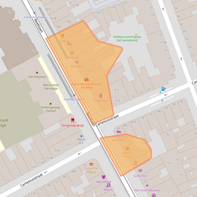 Kaart van postcodegebied 2562AD.