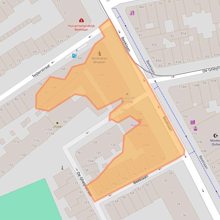 Kaart van postcodegebied 2562AM.