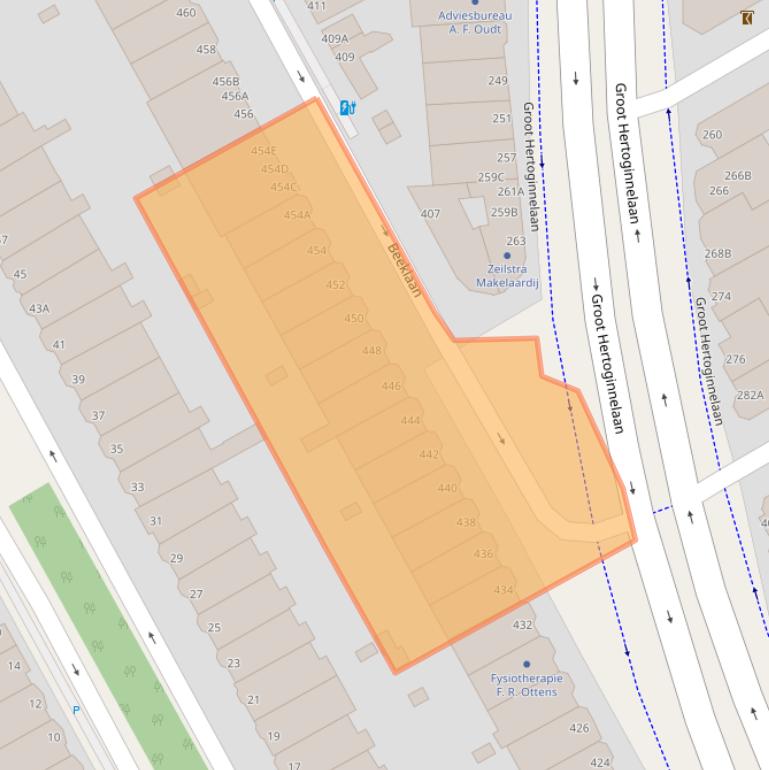 Kaart van postcodegebied 2562BK.