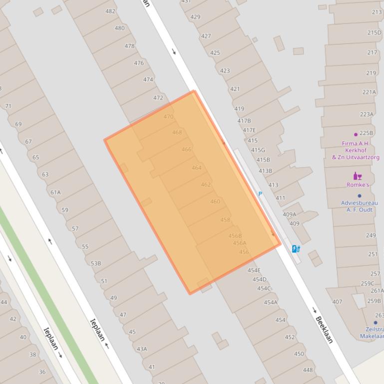 Kaart van postcodegebied 2562BL.