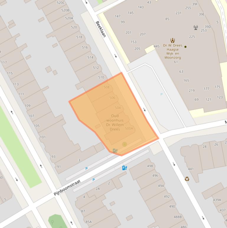 Kaart van postcodegebied 2562BP.