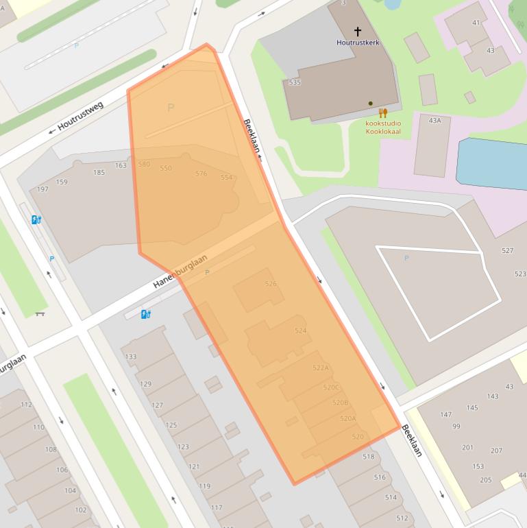 Kaart van postcodegebied 2562BS.