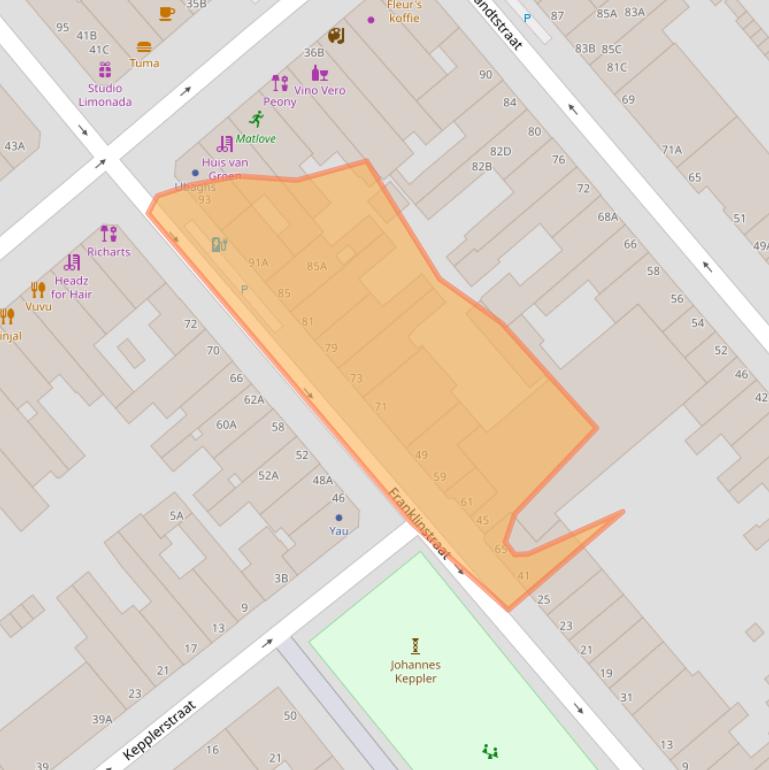 Kaart van postcodegebied 2562CB.