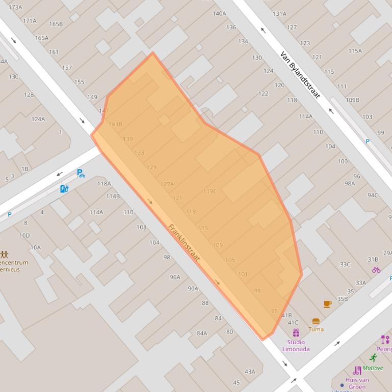 Kaart van postcodegebied 2562CC.